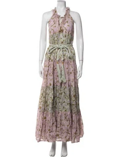 Pre-owned Yvonne S Floral Print Long Dress In Multicolor