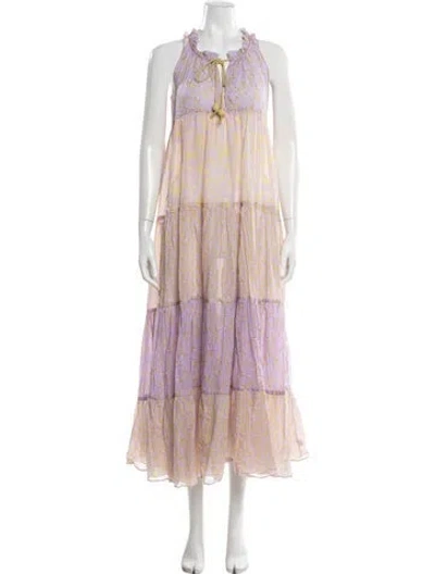 Pre-owned Yvonne S Floral Print Long Dress In Multicolor