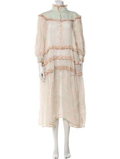 Pre-owned Yvonne S Floral Print Long Dress In Neutrals
