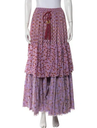 Pre-owned Yvonne S Floral Print Long Skirt In Purple