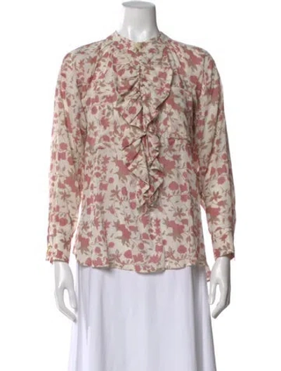 Pre-owned Yvonne S Floral Print Long Sleeve Blouse In Neutral