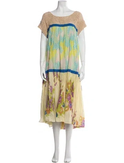 Pre-owned Yvonne S Floral Print Midi Length Dress In Multi