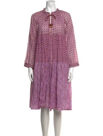 Pre-owned Yvonne S Floral Print Midi Length Dress In Purple