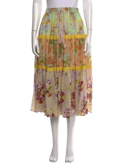 Pre-owned Yvonne S Floral Print Midi Length Skirt In Multi