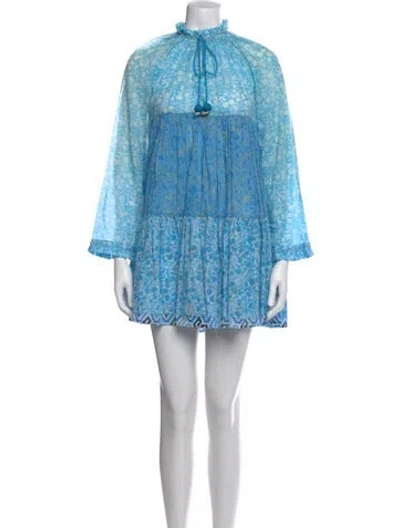 Pre-owned Yvonne S Floral Print Mini Dress In Blue