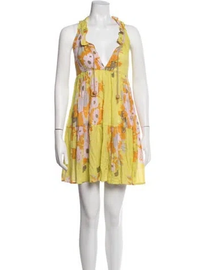 Pre-owned Yvonne S Floral Print Mini Dress In Green