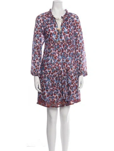 Pre-owned Yvonne S Floral Print Mini Dress In Purple