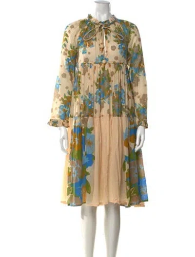 Pre-owned Yvonne S Floral Print Mini Dress In Yellow
