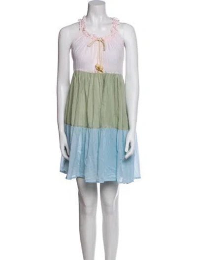 Pre-owned Yvonne S Halterneck Mini Dress In Green