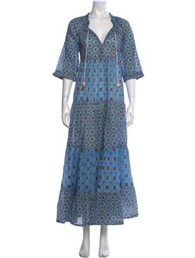Pre-owned Yvonne S Linen Long Dress In Blue