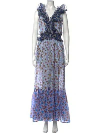 Pre-owned Yvonne S Linen Long Dress In Blue