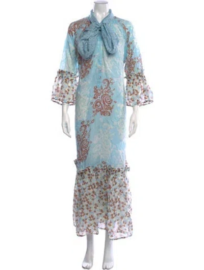 Pre-owned Yvonne S Linen Long Dress In Blue
