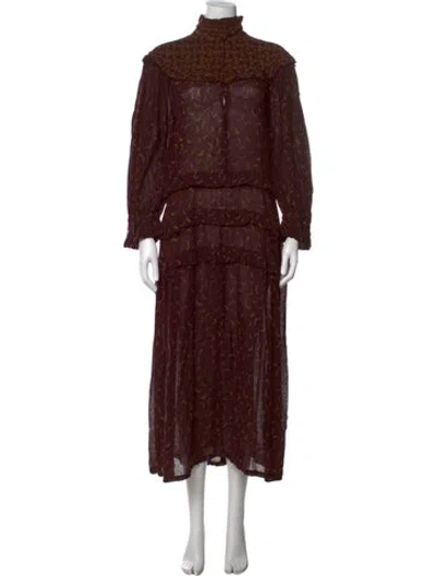 Pre-owned Yvonne S Linen Long Dress In Burgundy
