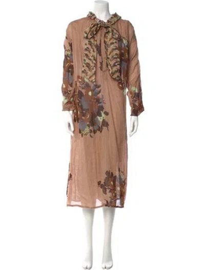 Pre-owned Yvonne S Linen Long Dress In Multi