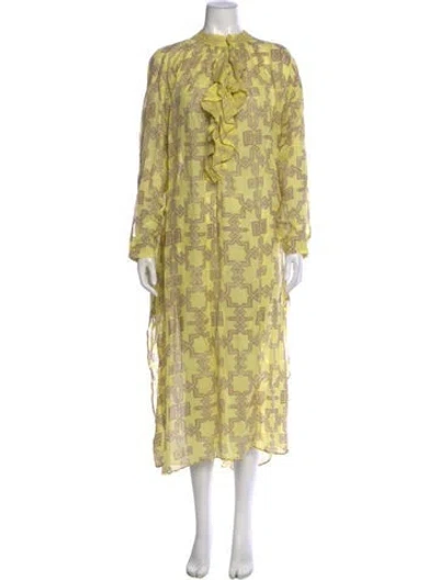 Pre-owned Yvonne S Linen Long Dress In Yellow