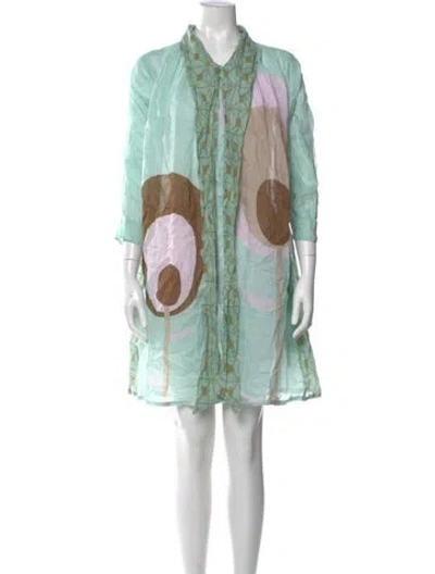 Pre-owned Yvonne S Linen Mini Dress In Green