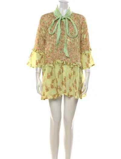 Pre-owned Yvonne S Linen Mini Dress In Neutrals