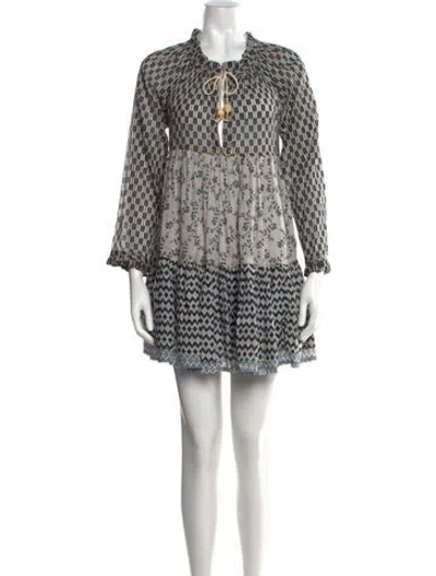 Pre-owned Yvonne S Patterned Mini Dress In White