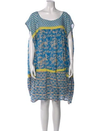 Pre-owned Yvonne S Printed Knee-length Dress In Blue