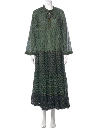 Pre-owned Yvonne S Printed Long Dress In Green