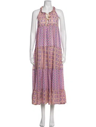 Pre-owned Yvonne S Printed Long Dress In Multi