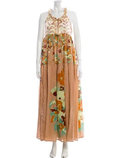 Pre-owned Yvonne S Printed Long Dress In Multi