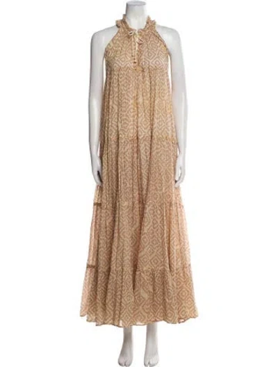 Pre-owned Yvonne S Printed Long Dress In Neutral