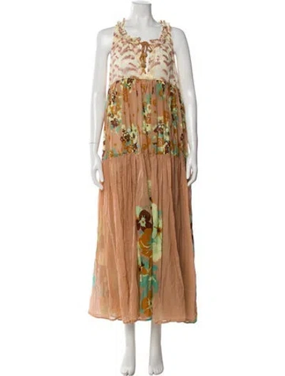 Pre-owned Yvonne S Printed Long Dress In Neutral