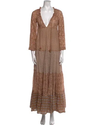 Pre-owned Yvonne S Printed Long Dress In Neutral