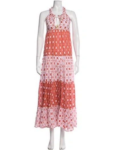 Pre-owned Yvonne S Printed Long Dress In Pink