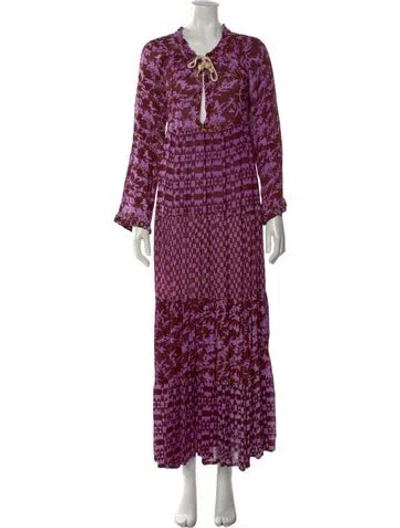 Pre-owned Yvonne S Printed Long Dress In Purple