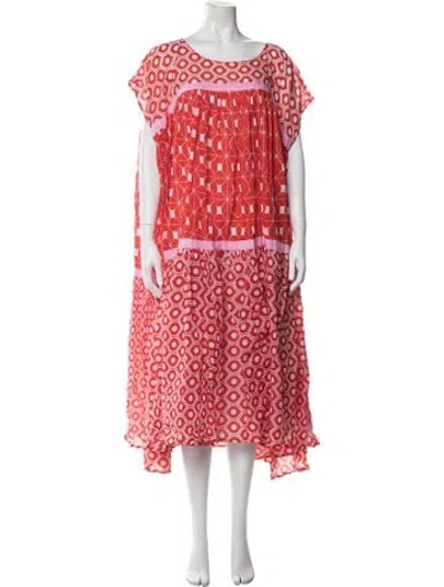 Pre-owned Yvonne S Printed Long Dress In Red