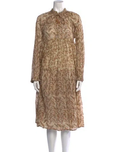 Pre-owned Yvonne S Printed Midi Length Dress In Neutrals
