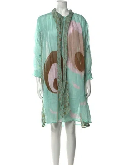 Pre-owned Yvonne S Printed Midi Length Dress W/ Tags In Green
