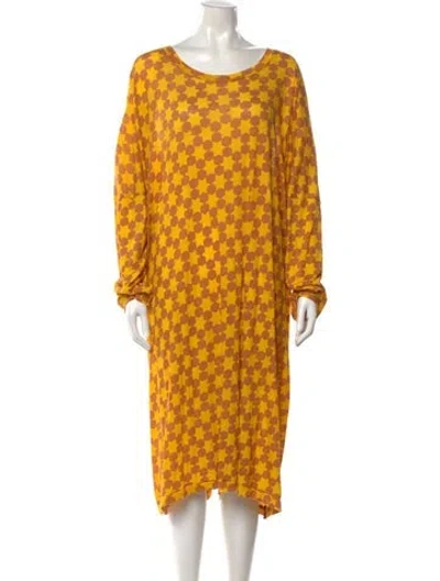 Pre-owned Yvonne S Printed Midi Length Dress W/ Tags In Yellow