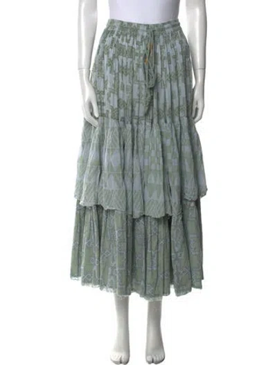 Pre-owned Yvonne S Printed Midi Length Skirt In Green