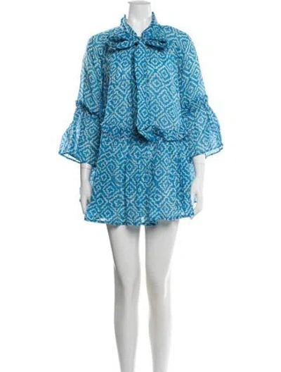 Pre-owned Yvonne S Printed Mini Dress In Blue
