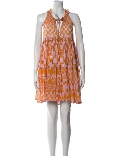 Pre-owned Yvonne S Printed Mini Dress In Orange