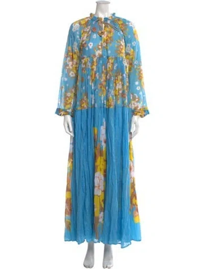 Pre-owned Yvonne S Silk Long Dress In Blue