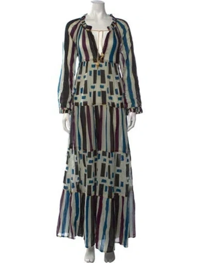 Pre-owned Yvonne S Striped Long Dress In Multicolor