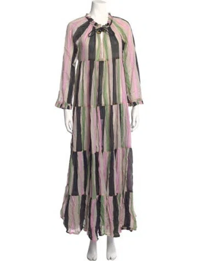 Pre-owned Yvonne S Striped Long Dress In Multicolor
