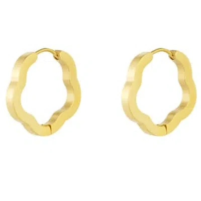Yw Flower -shaped Golden Earrings