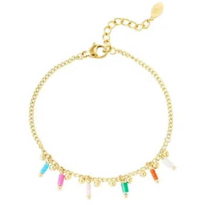 Yw Golden Bracelet With Color Charms