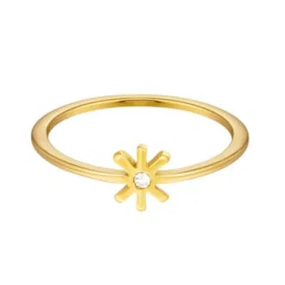 Yw Golden Subtle Flower Ring