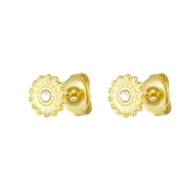 Yw Marguerite Golden Earrings With Stone