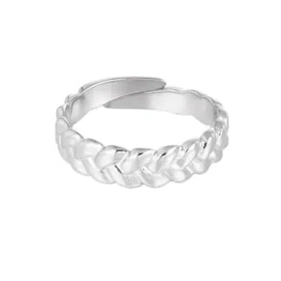 Yw Thick Silver Braid Ring In Metallic