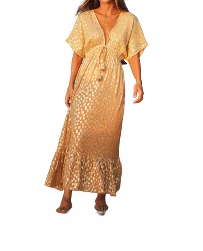 Z & L Europe Chita Maxi Dress In Mettalic Foil Dot Print In Multi