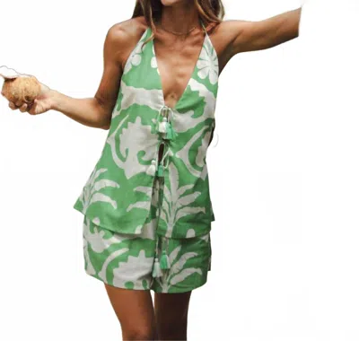 Z & L Europe Mosaique Top In Green In Multi