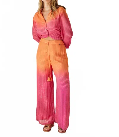 Z & L Europe Sunset Pant In Blush Pink To Dusky Orange In Multi