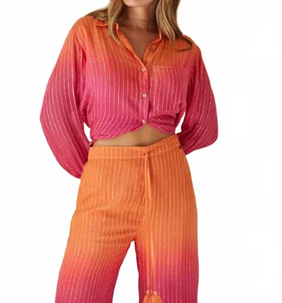 Z & L Europe Sunset Shirt In Blush Pink To Dusky Orange In Multi